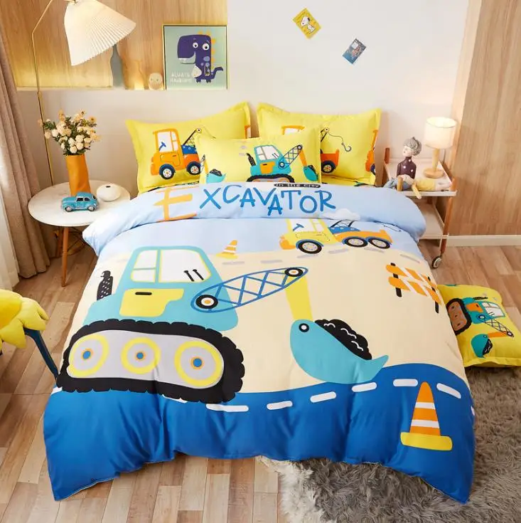 Cartoon light luxury students 1.8m bed full cotton wool in autumn and winter thickening four-piece set baby bedding set