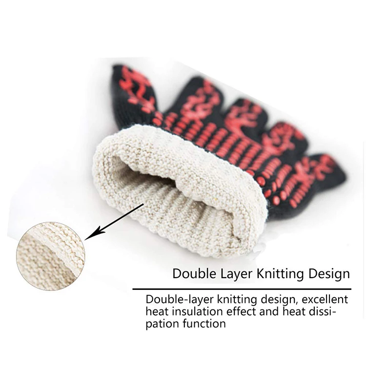 BBQ Gloves Oven Gloves1472  Fahrenheit Extreme Heat Resistant, Food Grade Kitchen Grill Gloves, Silicone Non-Slip Cooking Gloves