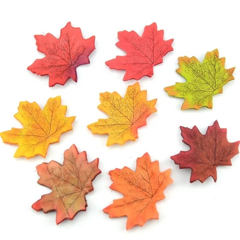 50pcs Thanksgiving 8cm Artificial Maple Leaf  For Halloween Tree Decoration Wall Home Garland Vase Wedding DIY Dried Plants