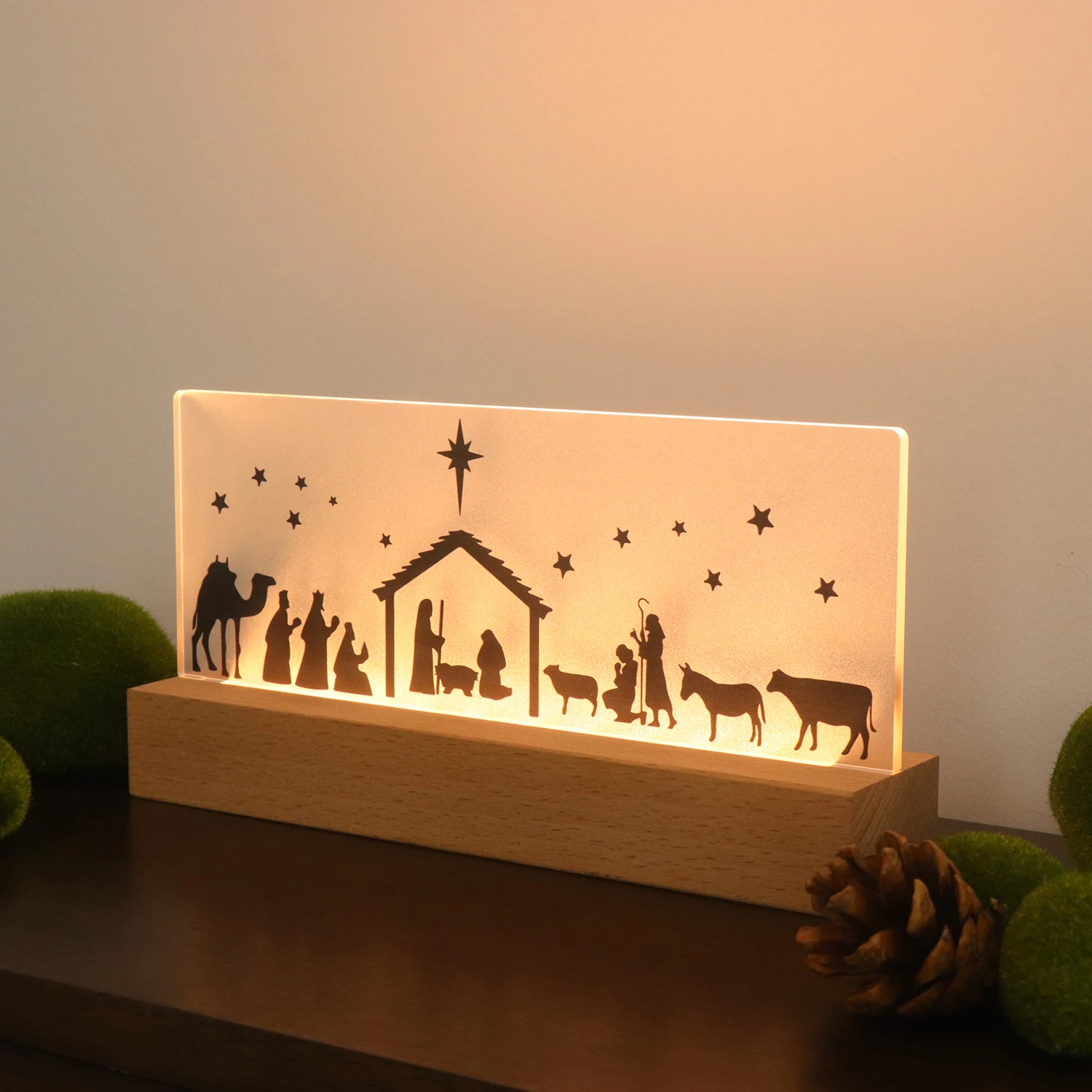 Christmas Acrylic Jesus Shape LED Night Light USB Plug Table Lamp For Home Decoration
