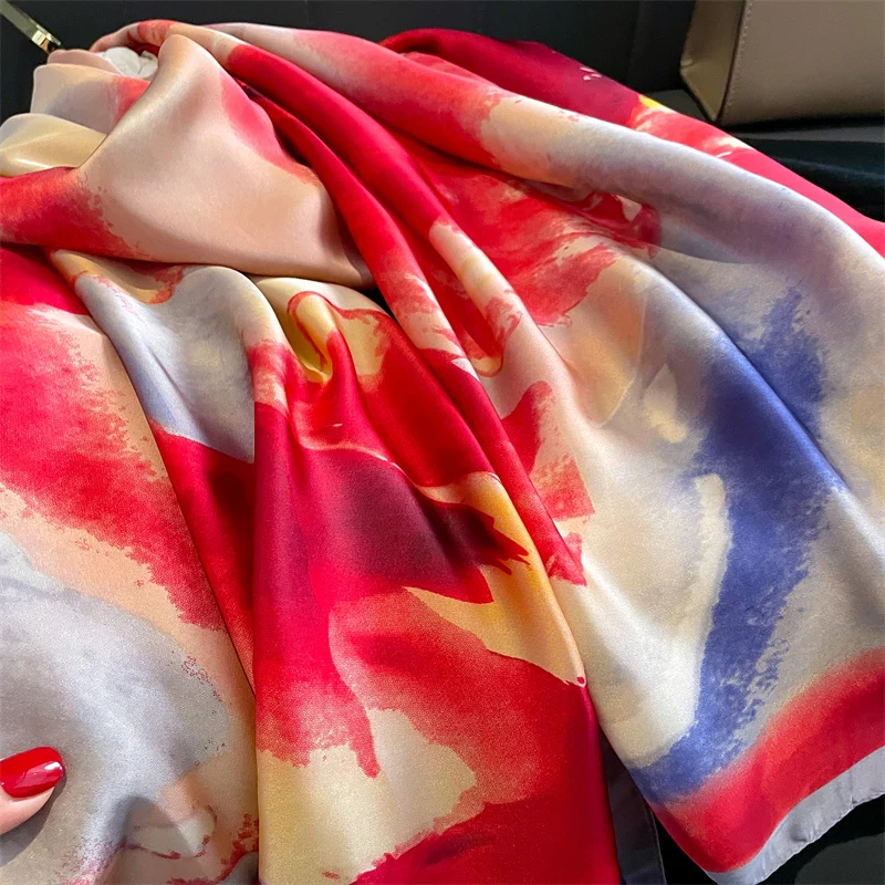traditional Vacation colorways Modern 90*180cm Womens vibrant silk scarf country