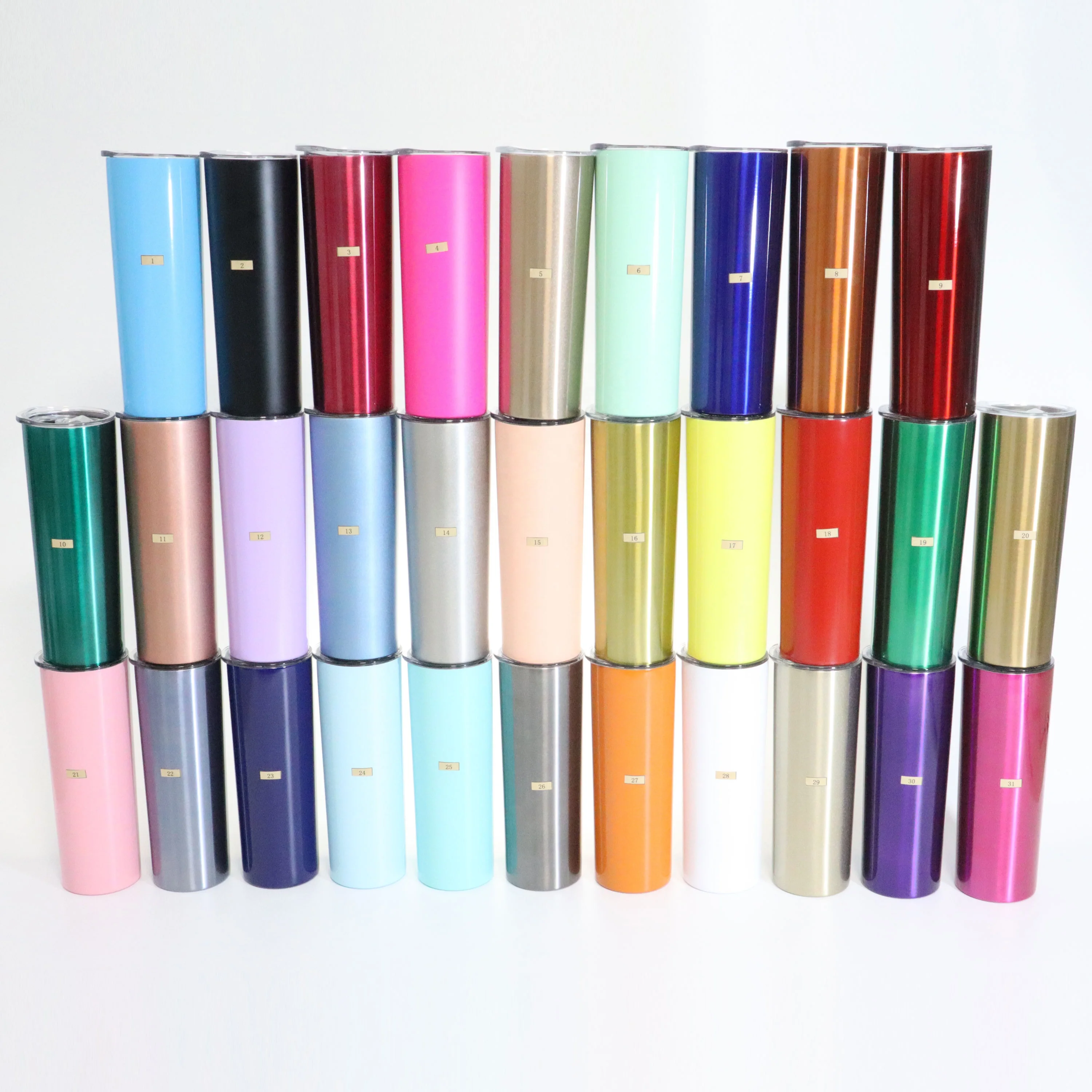 
Wholesale glitter insulated vacuum double wall custom sublimation stainless steel skinny tumbler with straw stainless steel 