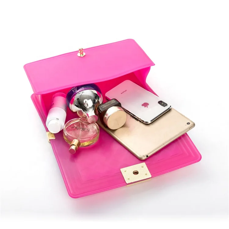 
Cheap pvc jelly tote chain bag purse candy handbag 