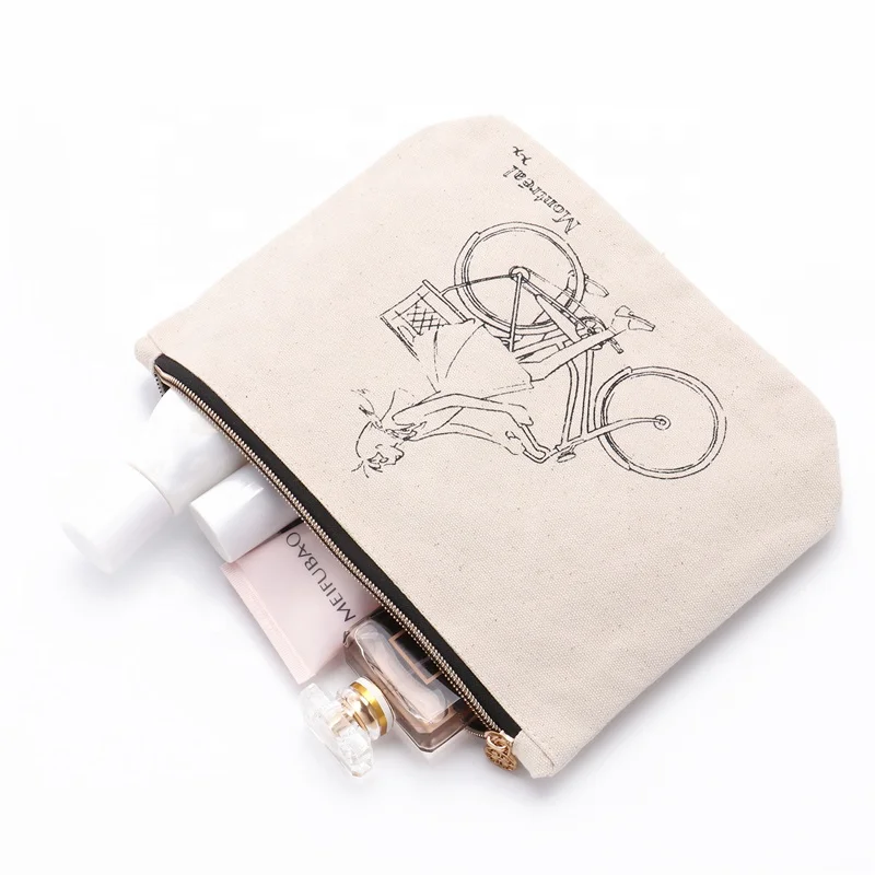 Factory sale Fashion design cotton pouch bag Sona Package Eco-Friendly reusable Canvas makeup bag with zipper