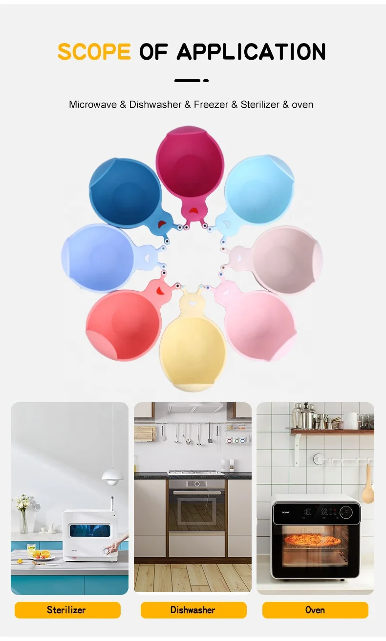 2021 Hot Sales  Cartoon Shape BPA Free silicone tableware 5-pcs set  for children