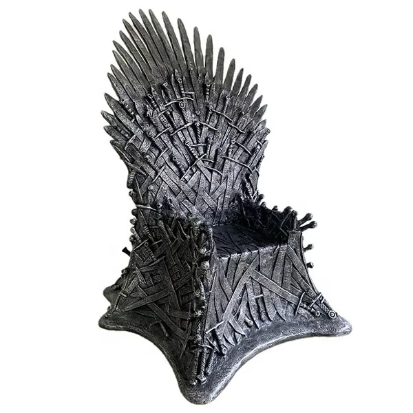 Custom High Simulation Fiberglass Iron Throne Chair for Home Art Gallery Showcase Club Shopping Center Decoration