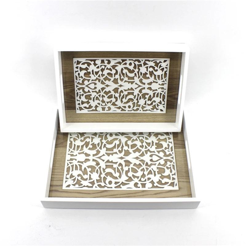 
Wooden Nested Serving Trays 3 Piece Wood afternoon tea wedding serving Trays handles 