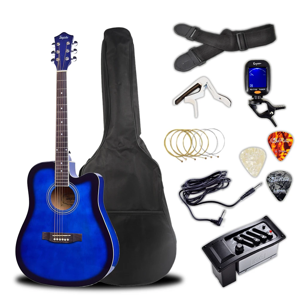 Factory  Guitar Kit Tayste T411 With Waterproof Bag Capo EQ7545 Pickup Electric Acoustic Guitar