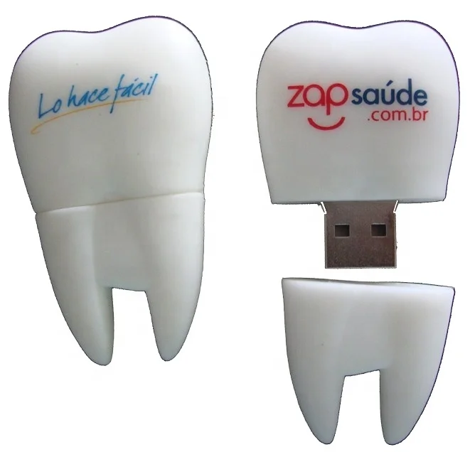 Custom logo promotional gift dental clinic memory stick dentist tooth shape usb flash drive with free logo print