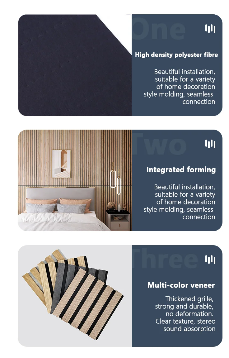 KASARO Sound Proof Panel Absorbing Polyester Fiber PET Wood Slat wall Natural Oak High Density Wooden Slat Acoustic Panels
