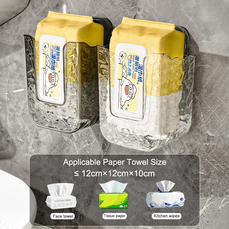 Wall-Mounted transparent tissue box Refillable Wipes Container Box Clear Tissue Wipes Dispenser, Wet Wipes Dispenser Storage Box