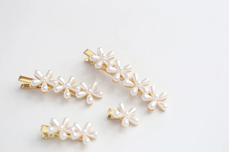Fashion Flower Hairpin Pearl Duckbill Clip Girl Bangs Clip Daisy Style Hair Clip for Women Girls