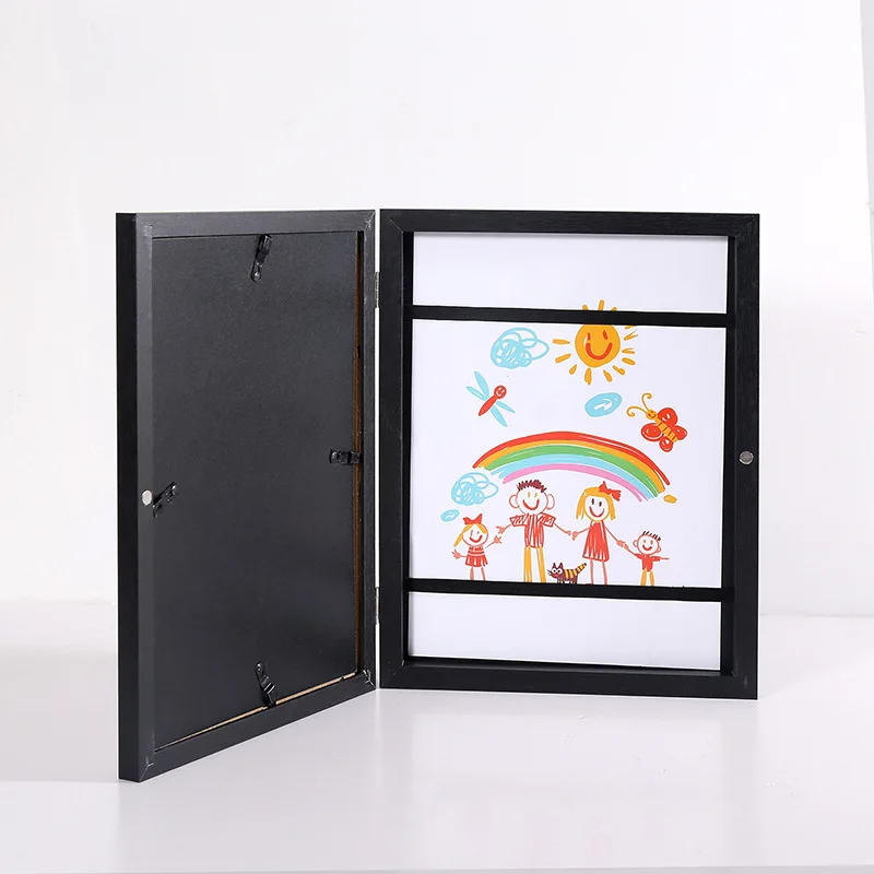 Children Flip Frame Magnetic Drawing Frame Wooden Interchangeable Kids Artwork Picture Art MDF Picture Frame