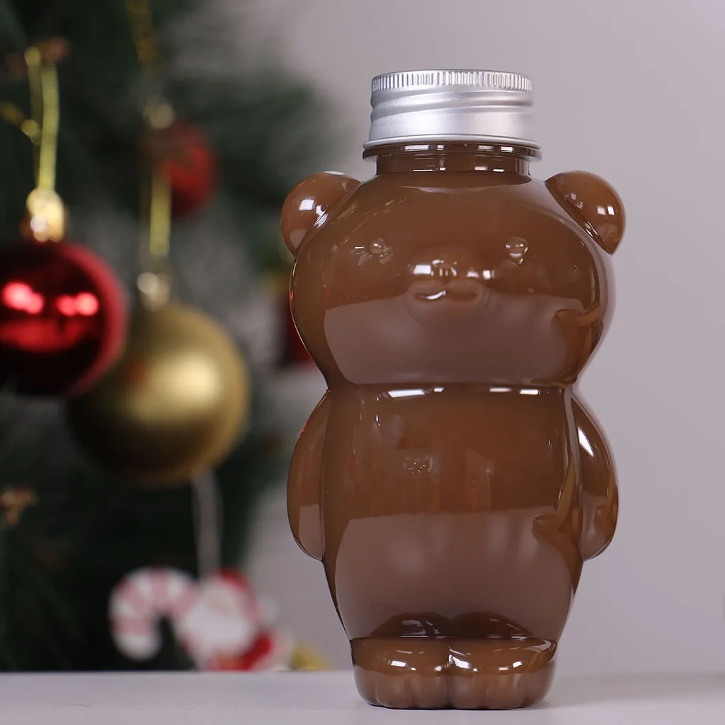 Empty 350 ml 8 oz Cute Animal Cat Shaped Home Made Juice Storage Bottles for Kids Beverage Smoothies yogurt bottles
