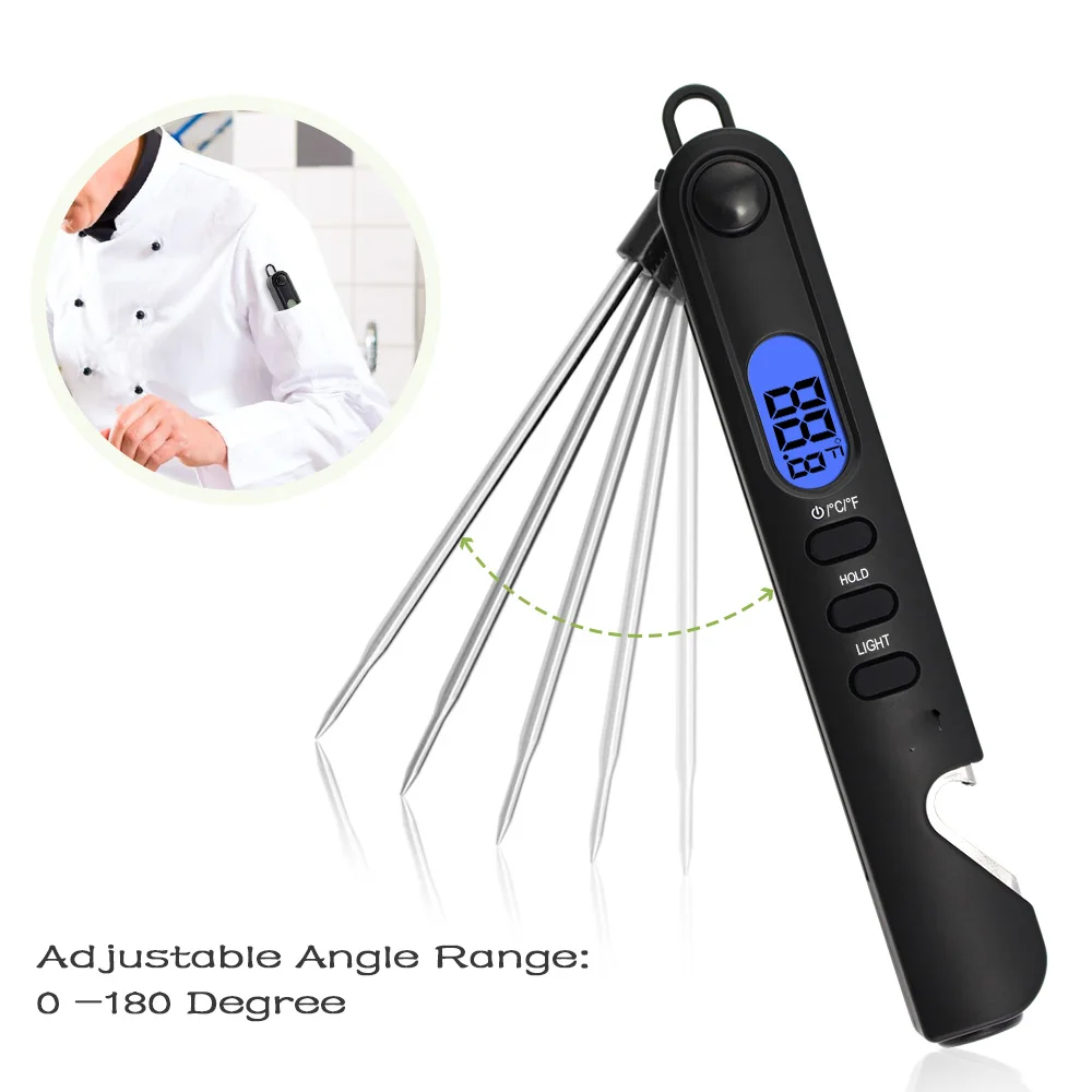 Bbq meat probe digital for cooking and grilling with bottle opener multifunction smart thermometer