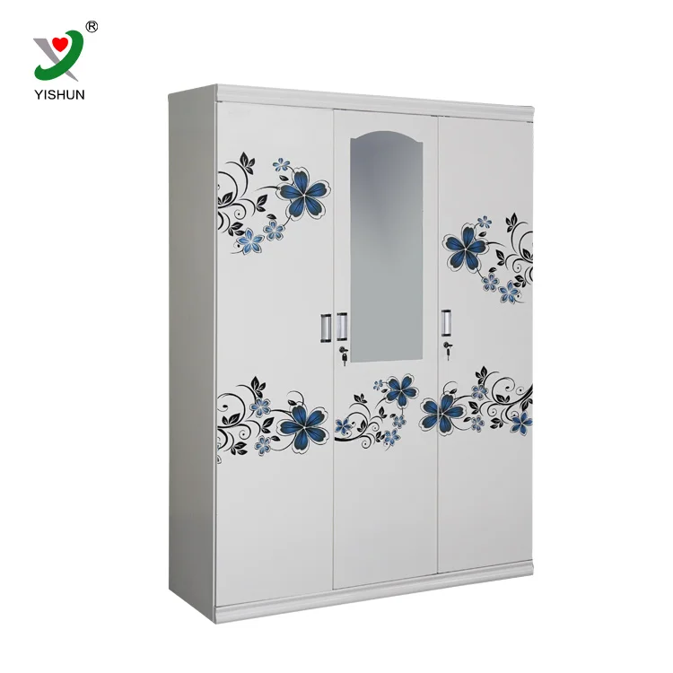 Home Baby bedroom iron triple door steel almirah wardrobe
