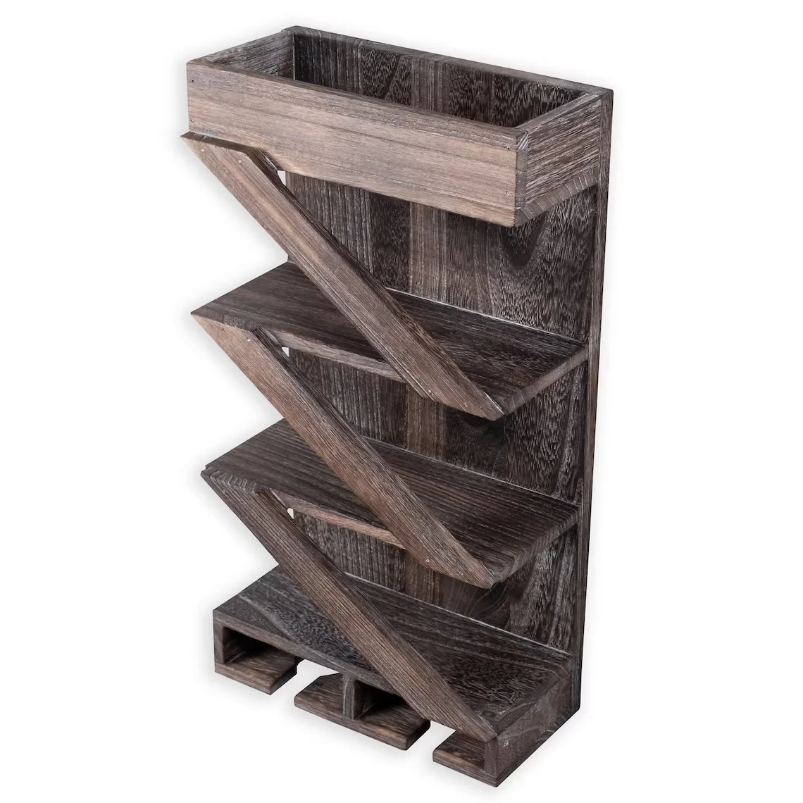 Chunlei OEM Rustic State Rioja Wall Mounted Wine Rack with Stemware Glass Holder with Cork Storage