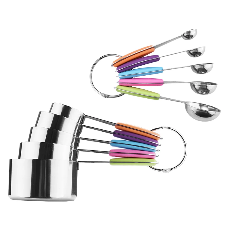 10Pcs Promotion cooking measuring cups / spoons set stainless steel measuring spoons