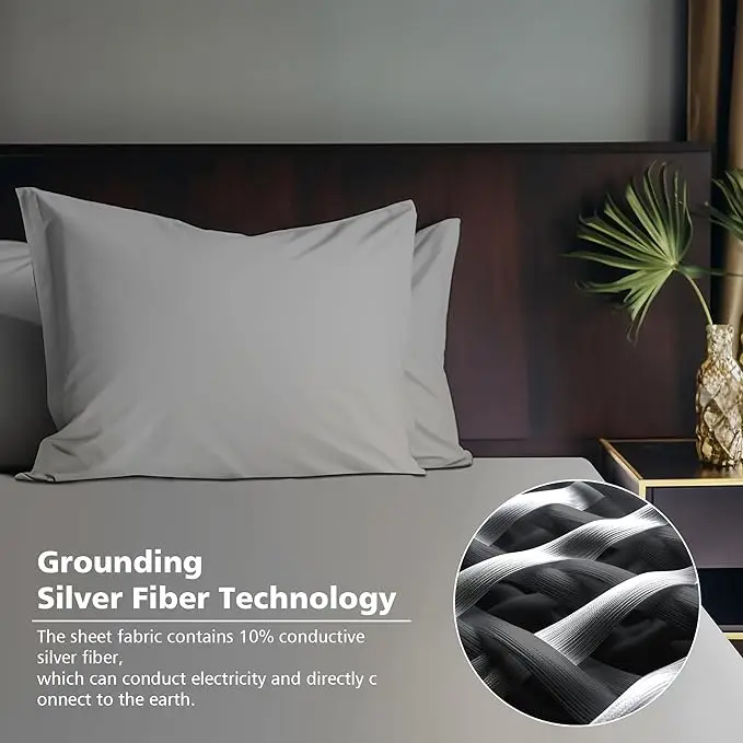 Earthing Grounding Sheet 10% silver fiber 90% Cotton Fitted Sheet Full/Twin/Queen/King Size Beds Sheets