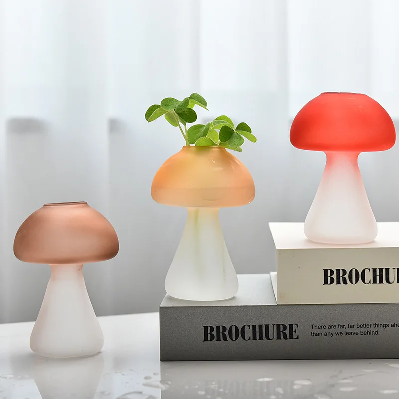 Creative Mushroom bud flower glass vase Colored clear Glass Vase Home Decoration Aromatherapy Bottle