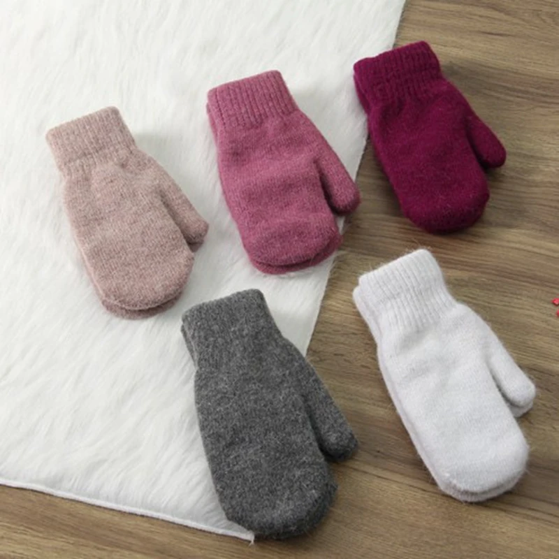 Wholesale Rabbit Hair Hand Sets Ladies Lovely Double Winter Wool All Finger Warm Velvet Thickened Knitted Mittens