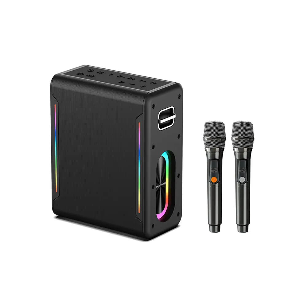 FANSBE Outdoor 400W Remote Control RGB Party Karaoke Speaker Machine Stereo Bass Boombox With 2 Microphones