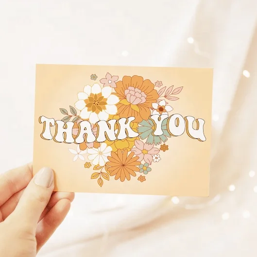 Custom Logo Design Paper Double Sides Printed Business Greeting Thank You Post Cards Custom Package Insert Card