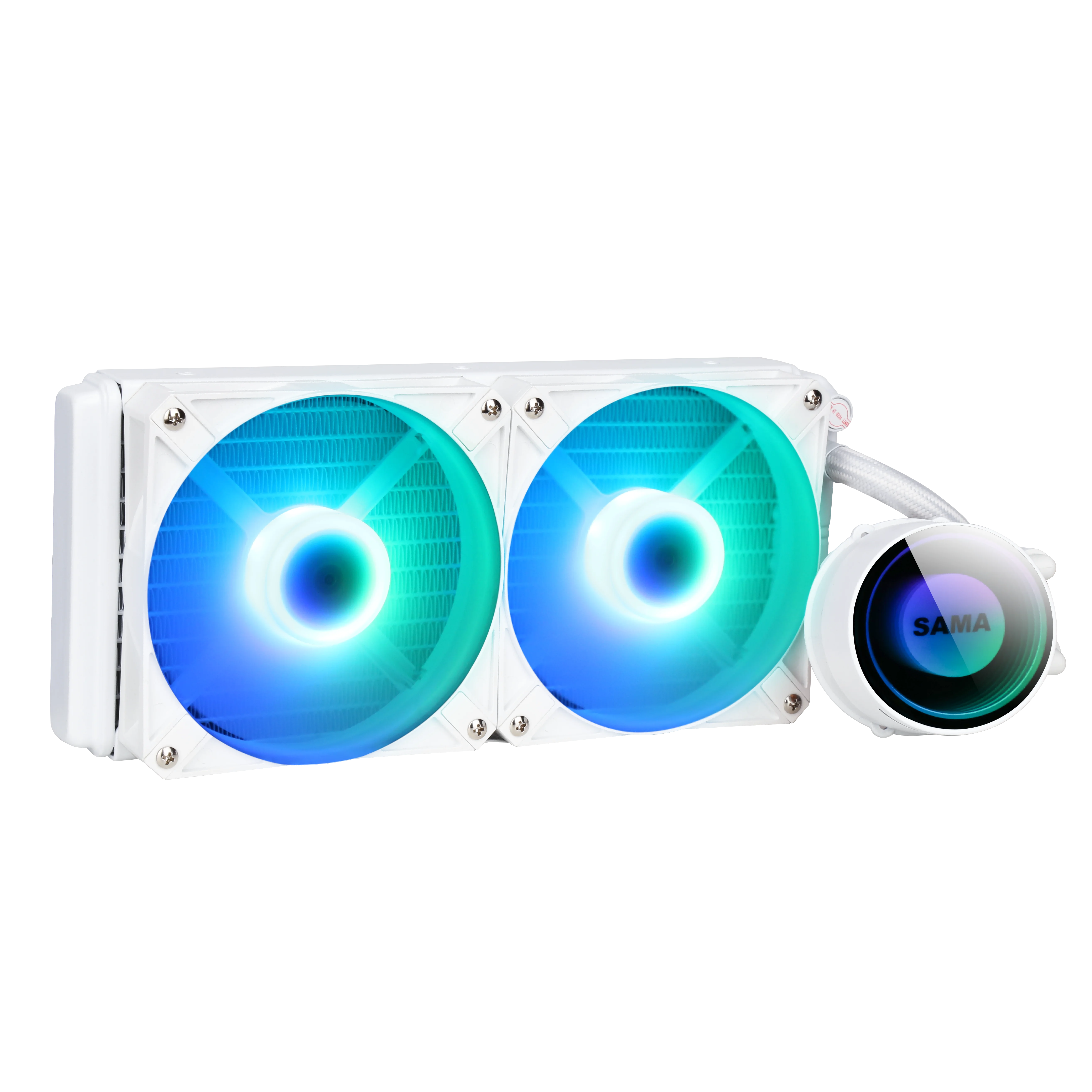 В наличии на складе SAMA 240 белый зеркальный дизайн Бесконечность Радужный адресуемый rgb aio ЦП водяной жидкостный охлаждающий вентилятор