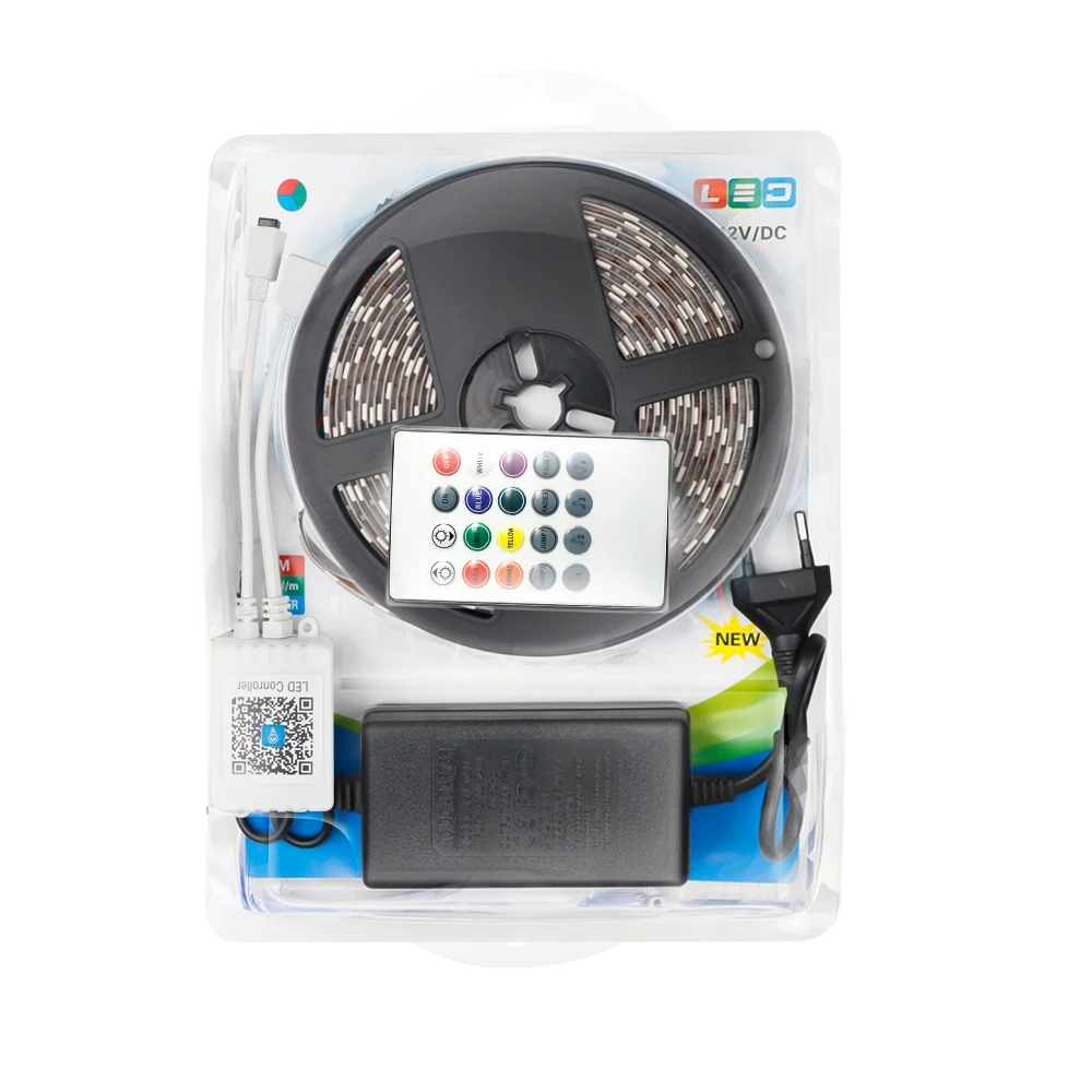 Shenzhen Factory 16.4ft 5m IP65 RGB 5050 12v Blue tooth Mic Music Sync 20 Keys USB LED Strip Lights Kit