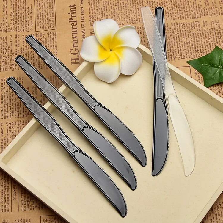 Disposable black plastic packaging Western knife thickened cake cutter steak knife tableware knife