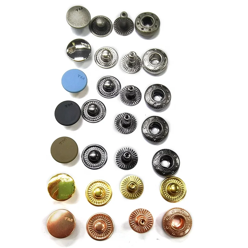 OEM decorative accessories logo design round press shirt bag cloth brass Zinc alloy cover custom metal snap buttons for clothes