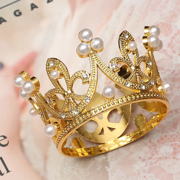 Birthday Crystal Alloy Baby Crown Silver Pearl Gold mini Rhinestone Tiara and Crowns For kids