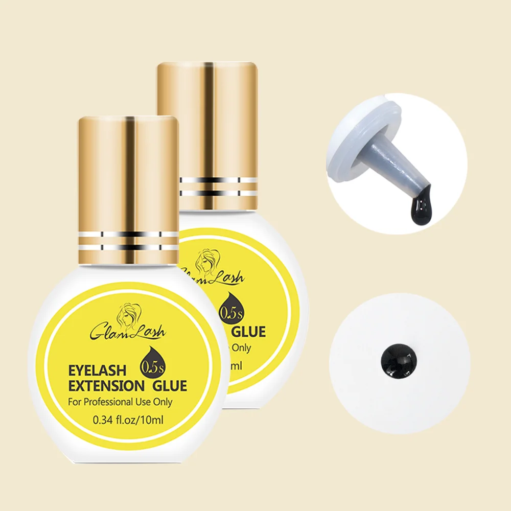 GLAMLASH 10ml 0.5s fast drying waterproof long lasting 45-60 days eyelash extension black lash glue adhesive