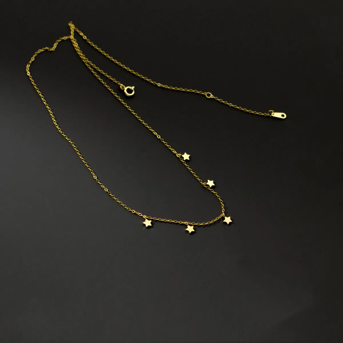 fashion 925 silver necklace jewelry 925 sterling silver star chain necklace 18K gold plated silver clavicle necklaces women