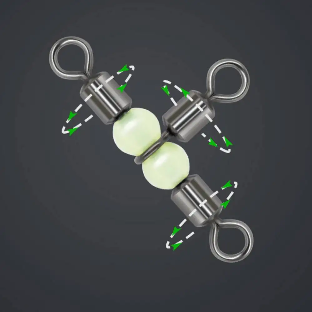 Top Quality Stainless Steel Cross-line Rolling Swivel With Pear Beads Fishing Connector Swivel