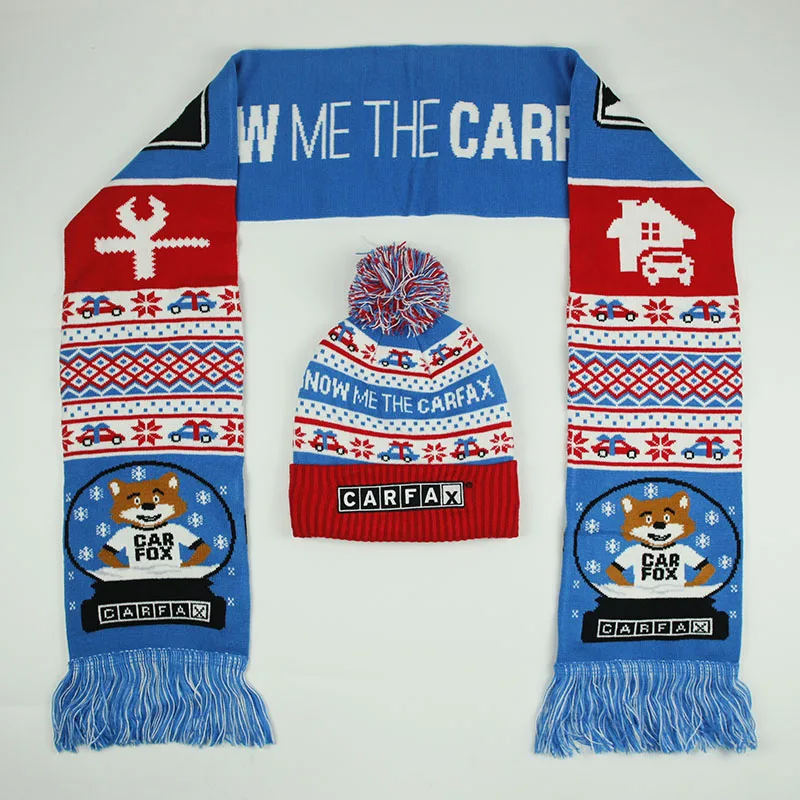 BSCI certificate factoryOEM winter cotton jacquard custom knit christmas scarf