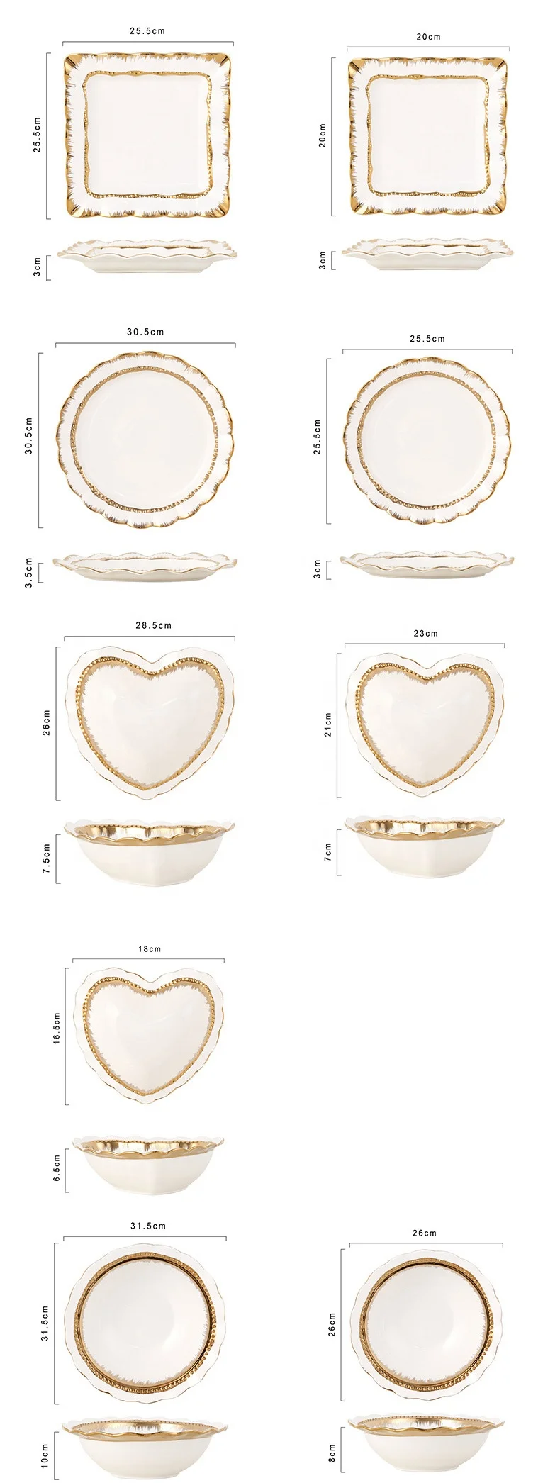 wholesale ceramic dinner set decorative plate set with gold details for home decoration party wedding kitchen