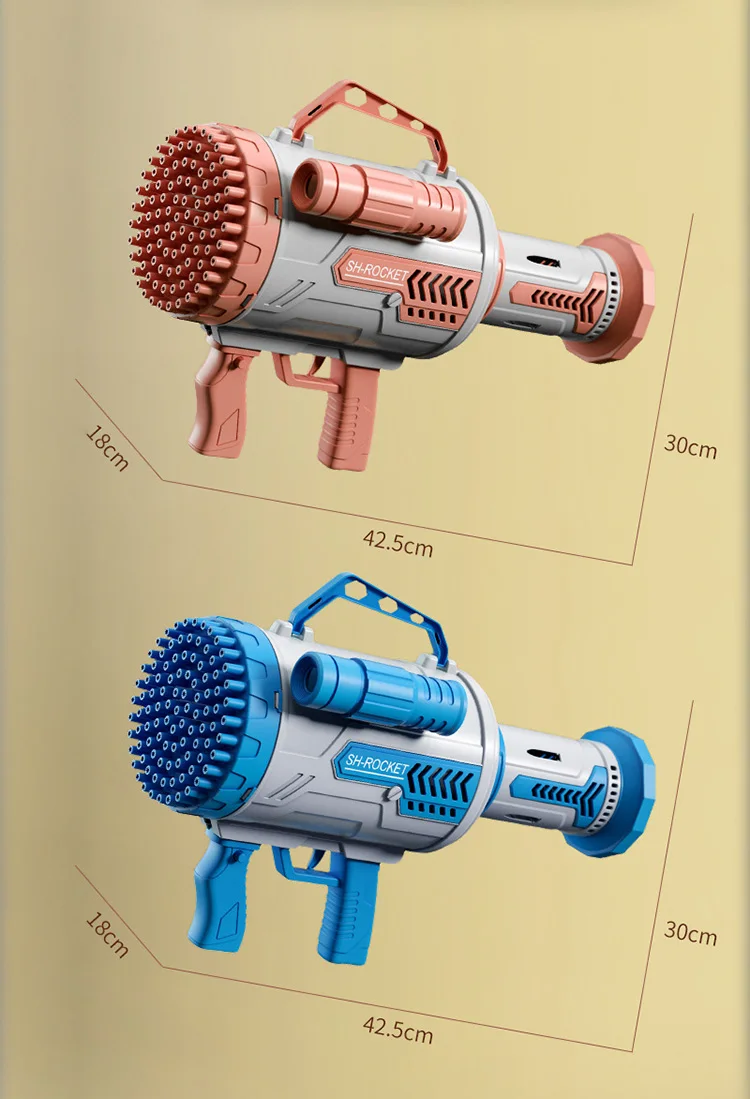 Rocket Boom Gatling 100 Holes Bubble Machine Toy  Super Toy Multi Bubble Automatic Bazooka Electric Bubble Gun
