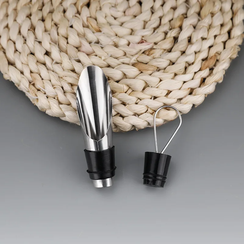 R2-029 Stainless Steel Stopping Pour Spout Wine Pourer Spout Wine Pourer And Stopper Set For Wine Beverage Beer Liquid Dispenser