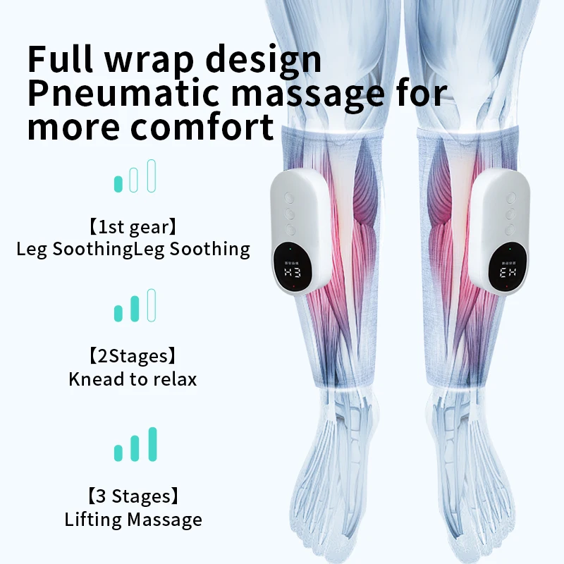 Leg Massager with Heating Air Compression for Circulation and Relaxation Machine Portable Leg Compression Massager