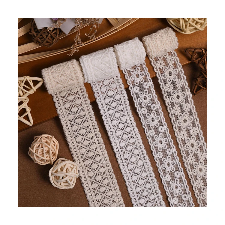 Embroidery mesh embroidery Embroidery edging accessories lace handmade diy bow hairpin ribbon double lock straight edging 3cm