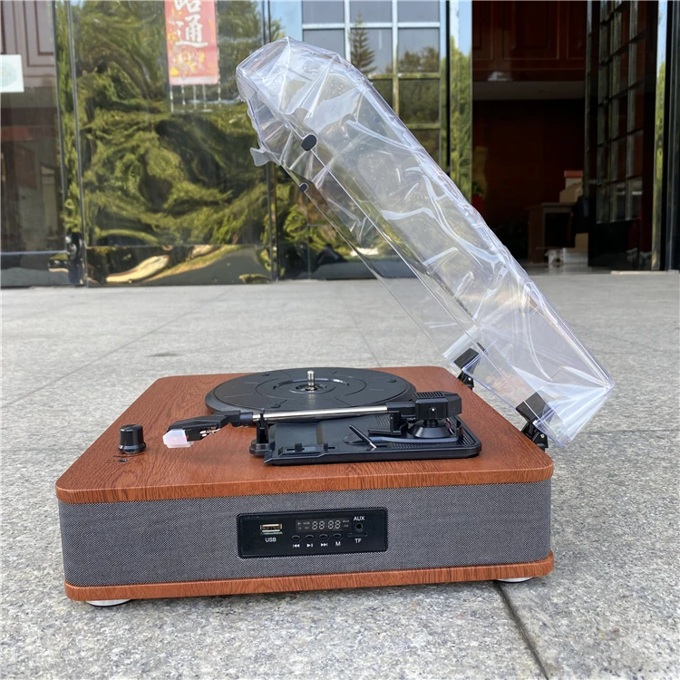 Деревянный Ностальгический стерео проигрыватель записей виниловый поворотный проигрыватель с функцией записи