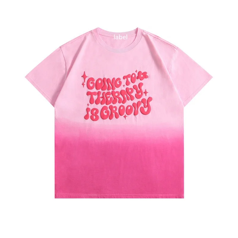 KY Couple Boyfriend Oversized Tshirt Unisex Cotton Wholesale 3d Puff Print Tshirts Unisex