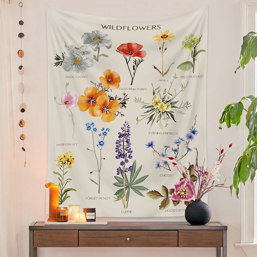 Factory Direct 3d Custom Wall Printed Polyester Fabric Flower Trippy Chakra Hippie Bohemian Mandala Wall Tapestry