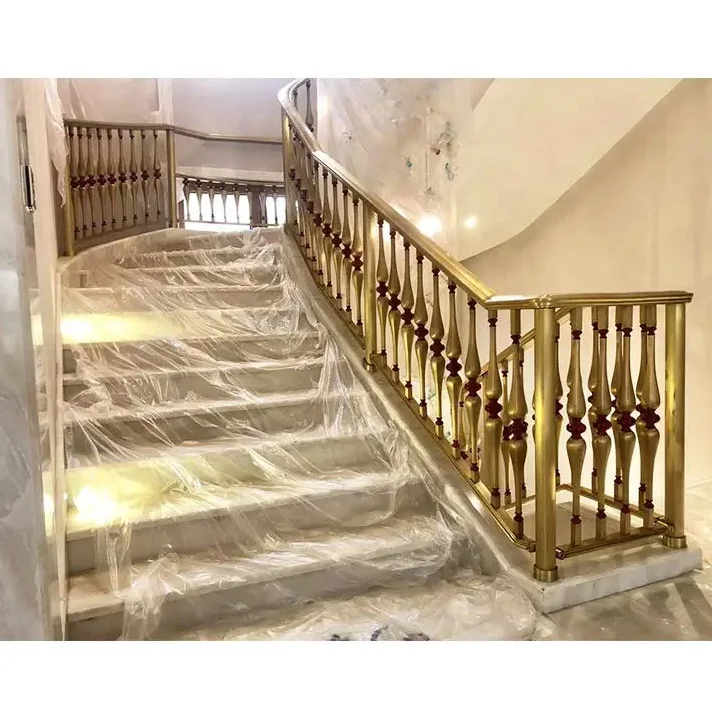 Custom wrought iron stair railing designs spiral/curved staircase handrail design