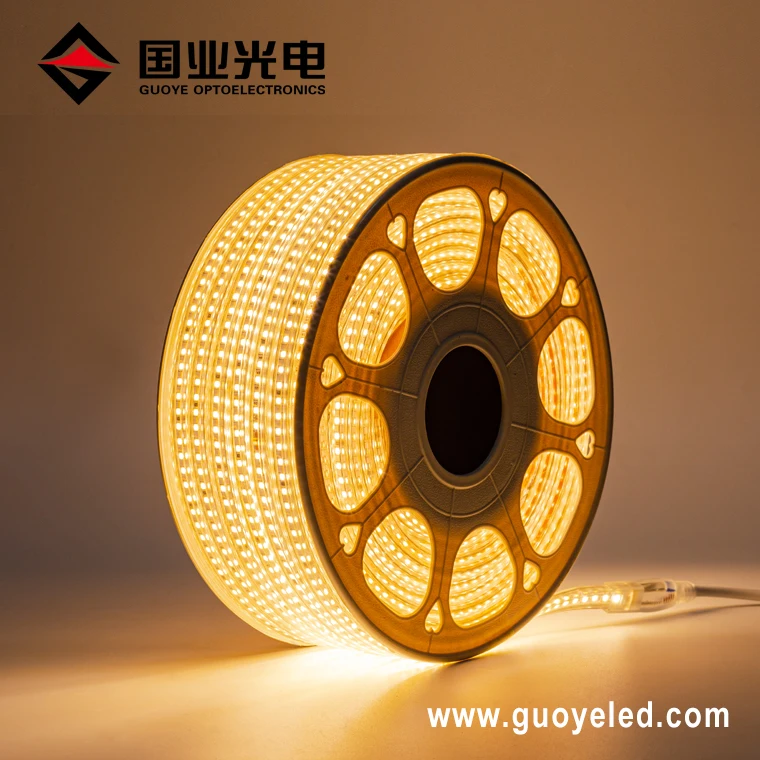 High voltage AC220V 152leds/m IP44 IP65 waterproof SMD2835 LED Strip Light 100m per roll for commercial lighting