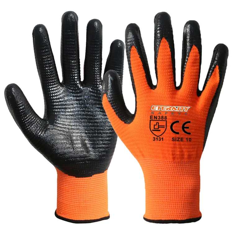 ENTE SAFETY Hand zebra polyester lightweight machine work with smooth finished nitrile coated glove