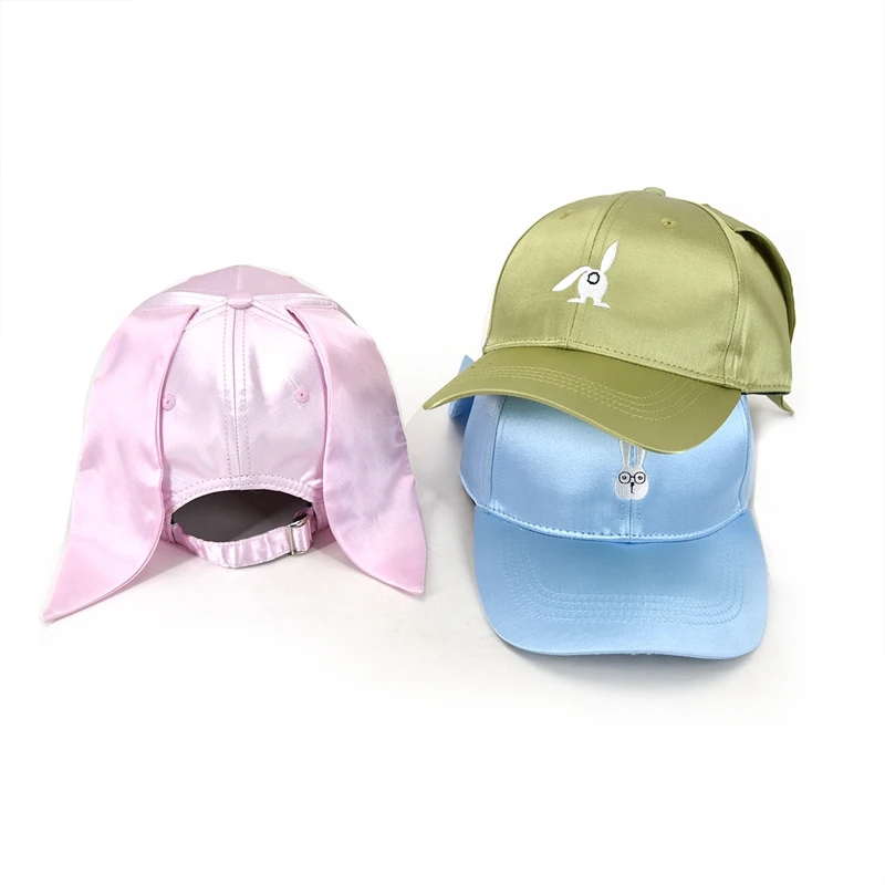 Фабрика Шэньчжэнь, оптовая продажа, детские головные уборы, кепки, дизайн с вашим собственным логотипом, атласные Симпатичные Детские бейсболки с кроликом