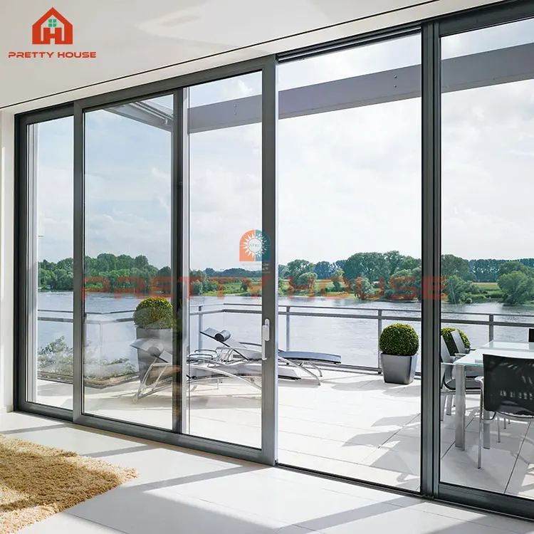 Aluminium Balcony Commercial Exterior Sliding Door For Houses