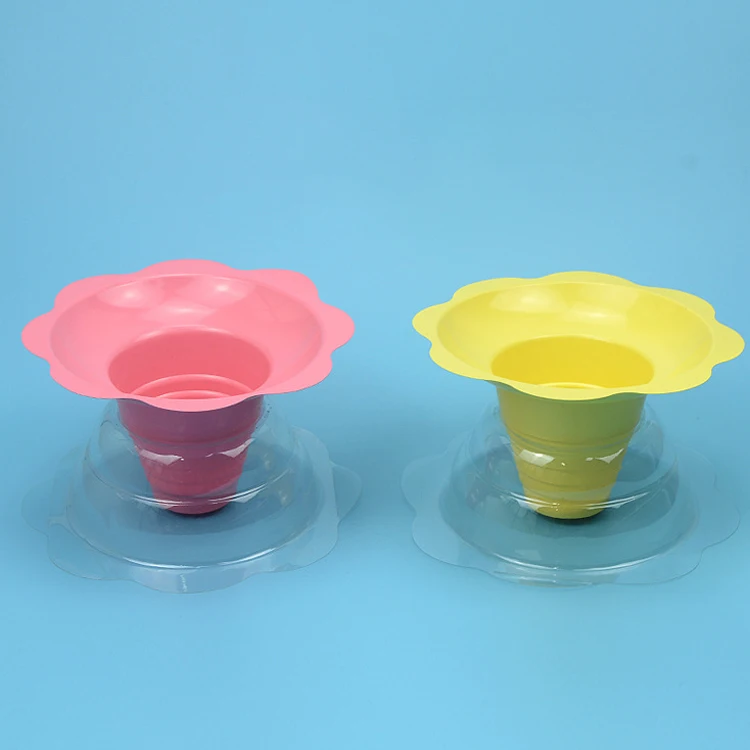 Food Grade PET Plastic Package 450ml 8oz disposable Colorful Snow cone shaved ice cream flower cups